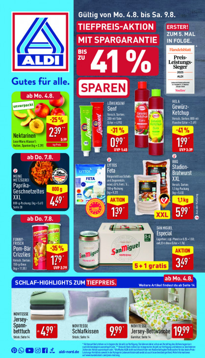 Aldi Nord Angebote ab 04.08.25 - bis 09.08.25