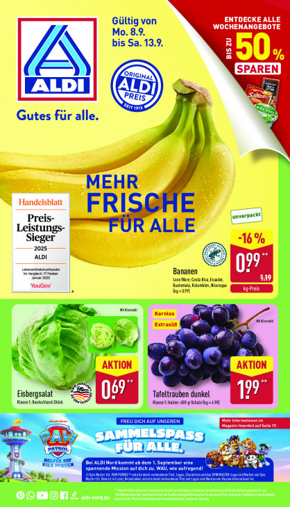 Aldi Nord Angebote ab 08.09.25 bis 13.09.25