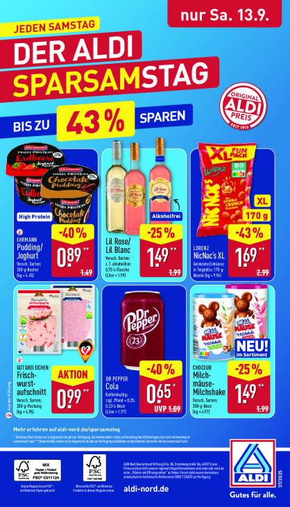Aldi Nord Angebote ab 08.09.25 bis 13.09.25