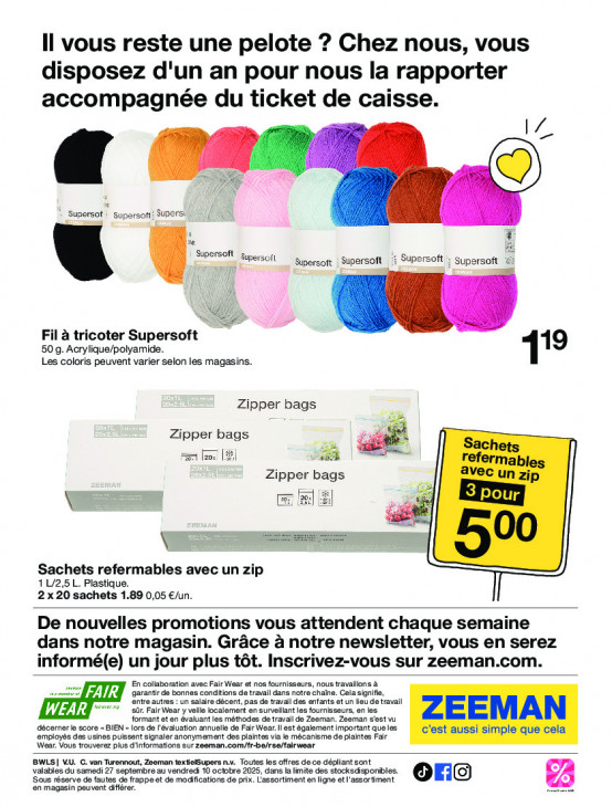 Zeeman Dépliant 27.09.2025