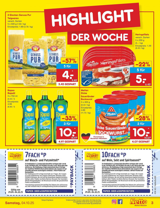 Netto Angebote ab 29.09.25 bis 04.10.25
