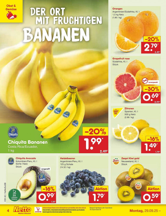 Netto Angebote ab 29.09.25 bis 04.10.25