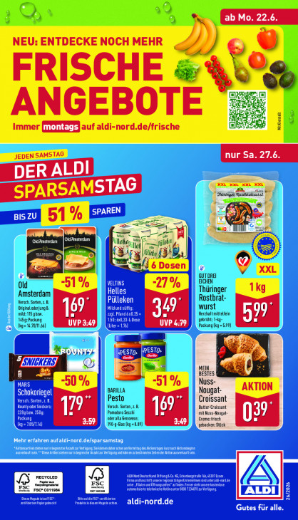 Aldi Nord Angebote ab 22.06.26 bis 27.06.26