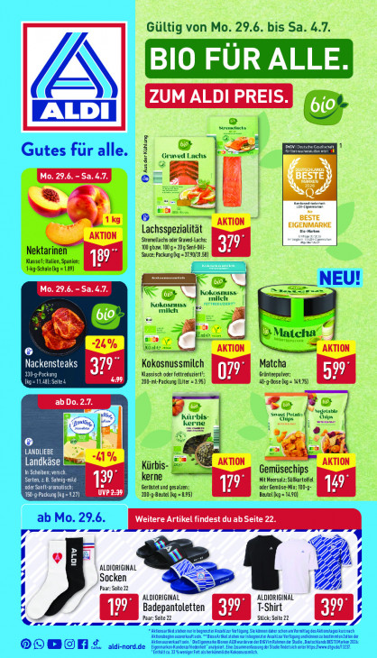 Aldi Nord Angebote ab 29.06.26 - bis 04.07.26