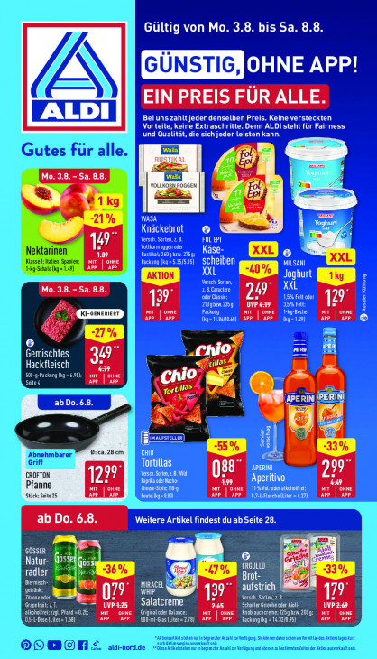 Aldi Nord Angebote ab 03.08.26 - bis 08.08.26
